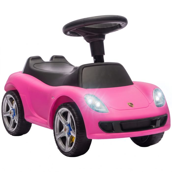 BROOKHILL Porsche Licensed Toddler Push Car with Horn and Lights - Pink