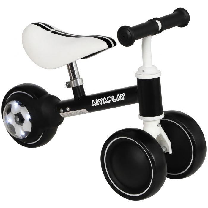 BRIARVIEW Baby Balance Bike with Adjustable Seat and Light-Up Rear Wheels - Black