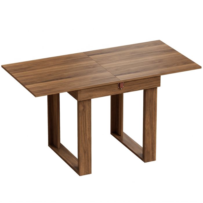 BREEZEFIELD Folding Extendable Dining Table with Under-Table Storage - Grey Wood Effect