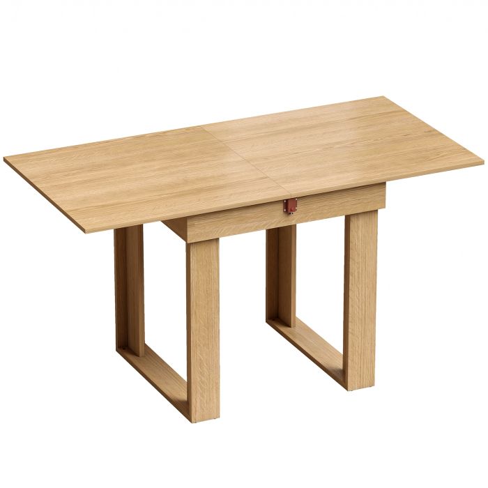 BREEZEFIELD Folding Extendable Dining Table with Under-Table Storage - Oak Effect