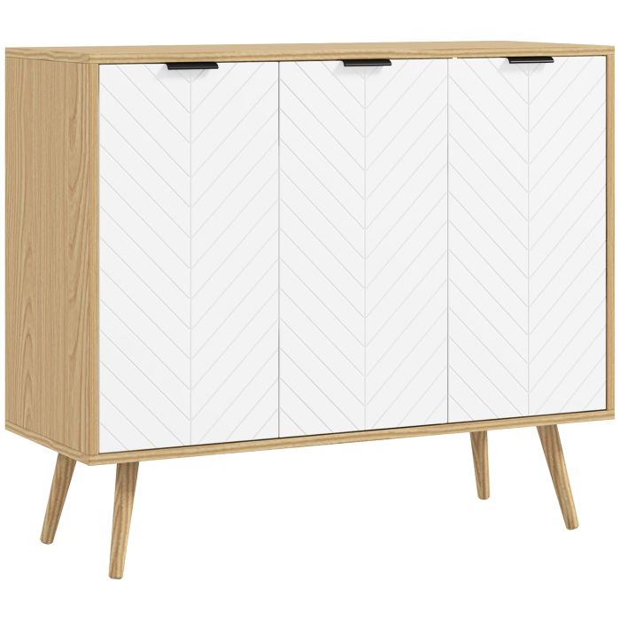 AMBERFIELD Sideboard Cabinet with 3 Doors and Adjustable Shelves - White