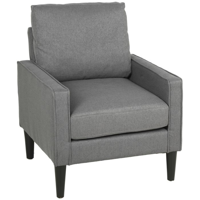 CHASEPORT Linen Accent Armchair with Removable Pillow - Dark Grey