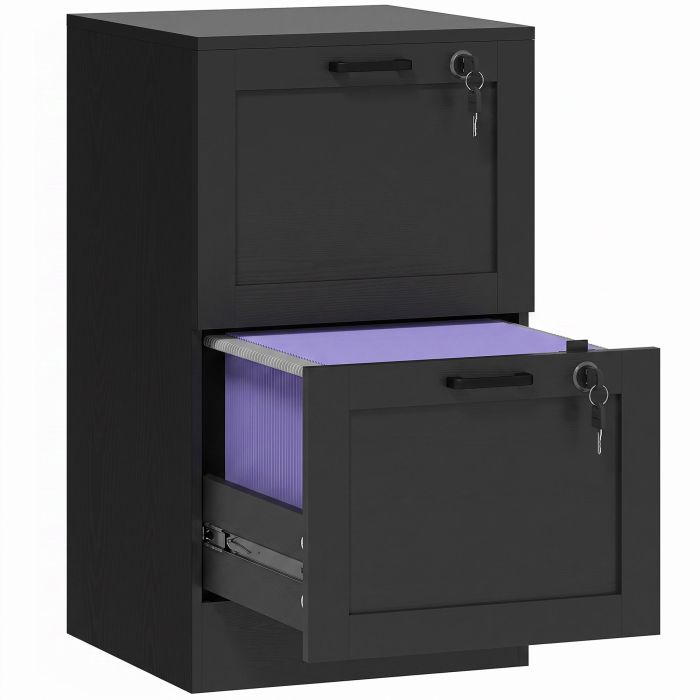 ANCHORWELL 2-Drawer Filing Cabinet with Lock - Black