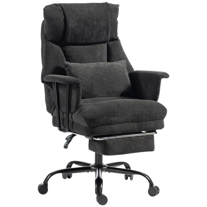 COASTWOOD Heavy Duty Linen Office Chair, 180kg Capacity, Lumbar Support - Black