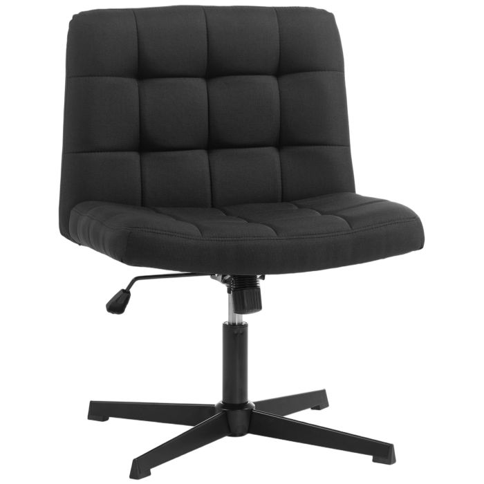 COASTPOINT Armless Linen Office Chair with Wide Seat and Rocking Function - Black