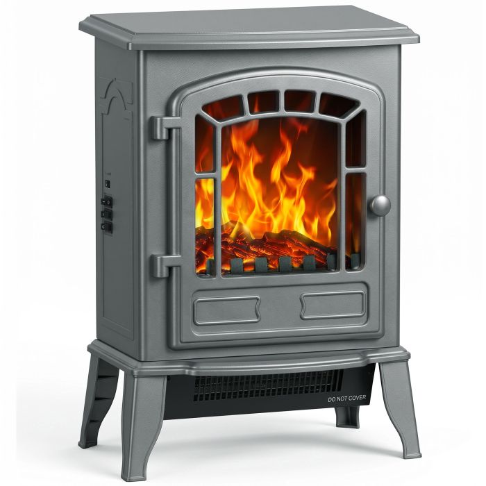 BROOKLEY Freestanding Electric Fireplace Stove, 10002000W - Grey