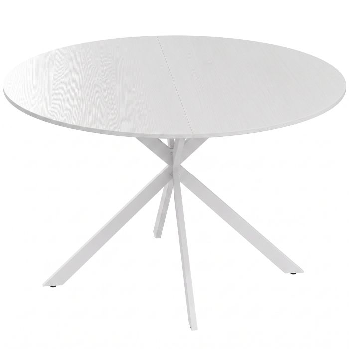 CLAYSIDE 120cm Industrial Dining Table with Wood-Effect Top - White