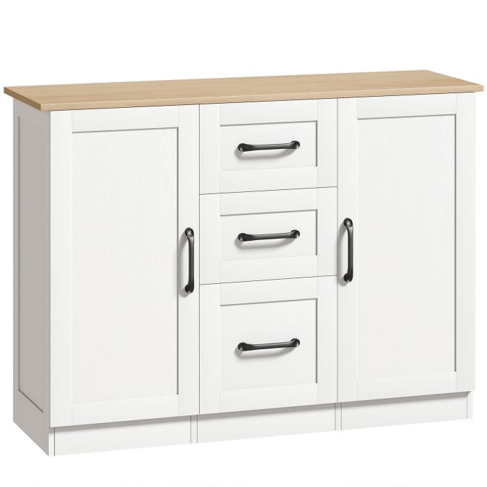 APEXWOOD 110cm Sideboard Cabinet with 3 Drawers and 2 Doors - White