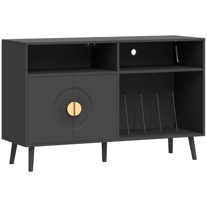 ATLASWORTH Vinyl Record Player Stand with Storage for 300 Albums - Black