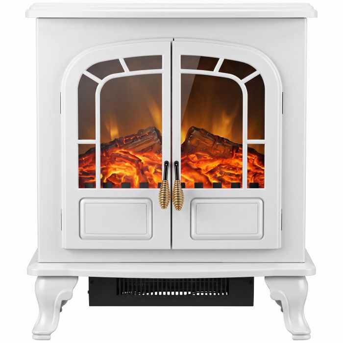 CANVASCREST Freestanding Electric Fireplace Stove with LED Flame Effect - White