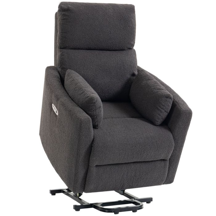 CLAINSFORD Teddy Fleece Riser Recliner Chair with Massage and Heat - Dark Grey