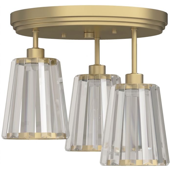 CANVASGATE 3-Light Crystal Glass Ceiling Light with Dual Mounting - Gold Tone