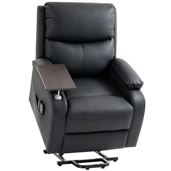 BREEZEPORT Riser Recliner Chair with Massage, Heat and Side Table - Black