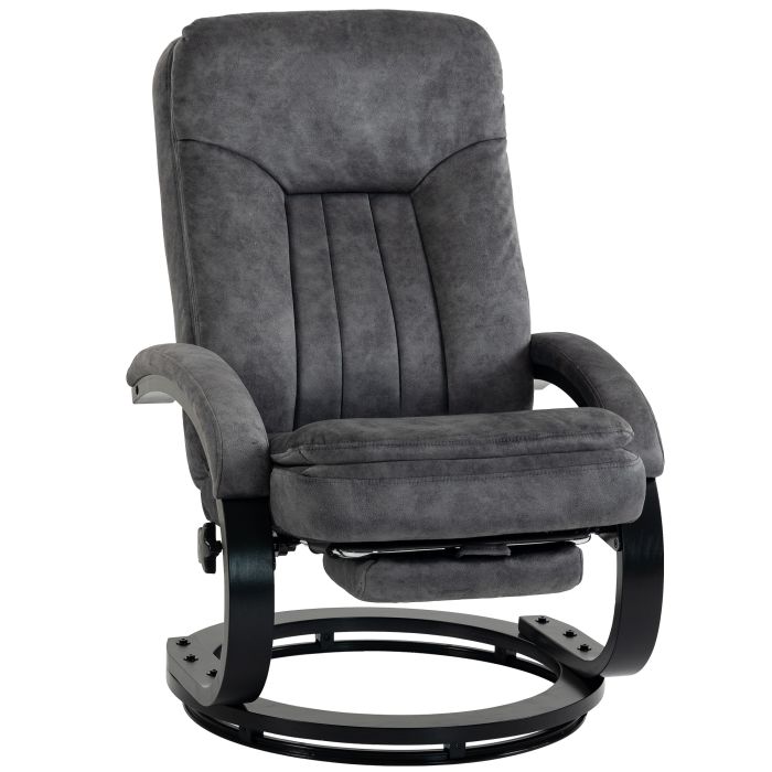 COASTHILL Swivel Velvet Recliner Chair with Retractable Footrest - Dark Grey