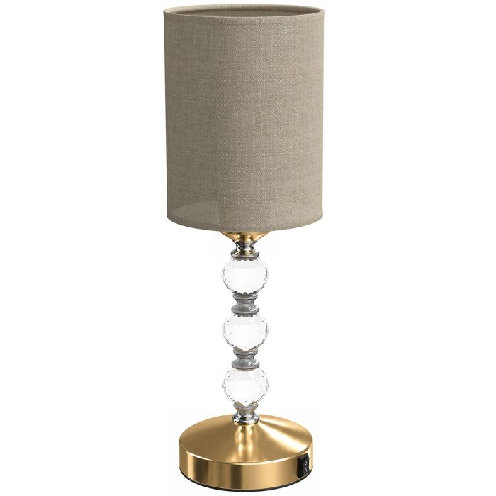 BRIGSLEY Crystal Bedside Table Lamp with USB-A and USB-C Ports - Gold Tone