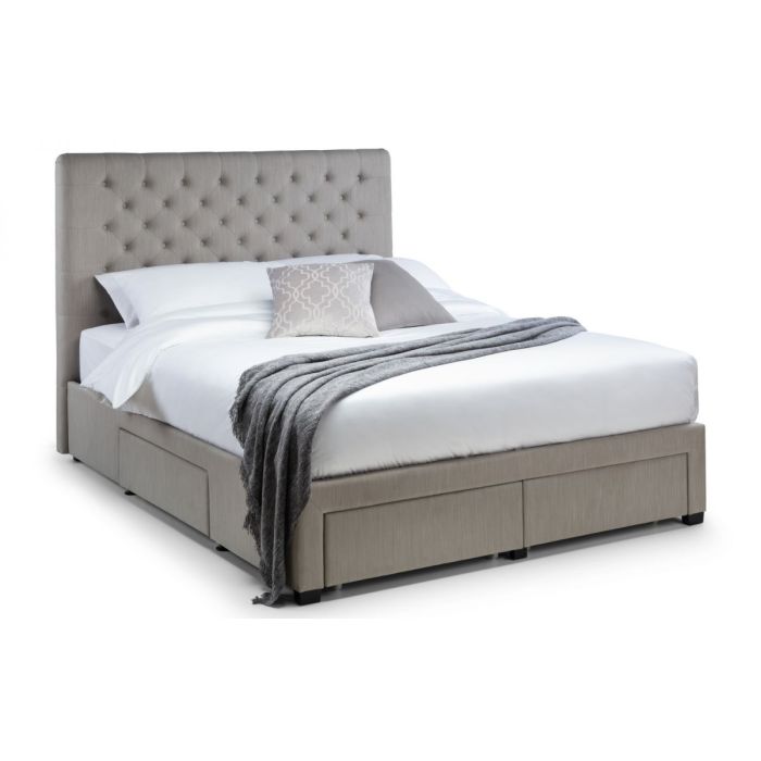 Wilton Deep Buttoned 4 Drawer Duper Kingsize Bed - Grey