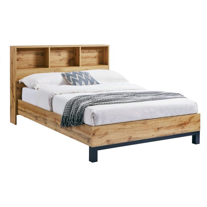 Bali Bookcase Headboard Bed - Oak