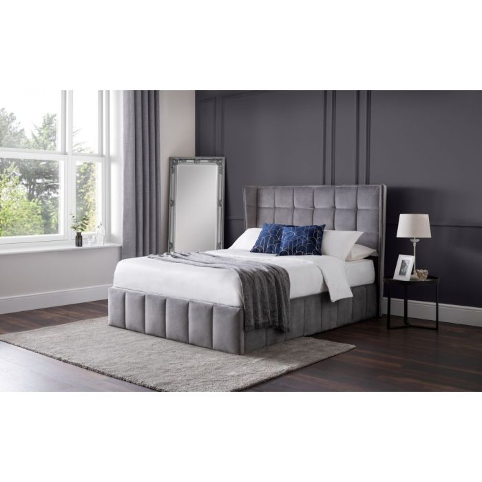 Gatsby Storage Ottoman Kingsize Bed - Light Grey
