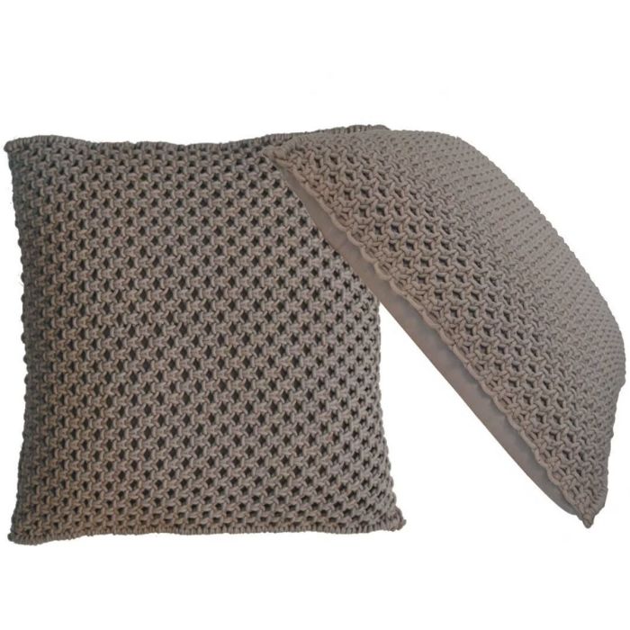 2Pc Classy Woven Design Blended Cushion - Grey