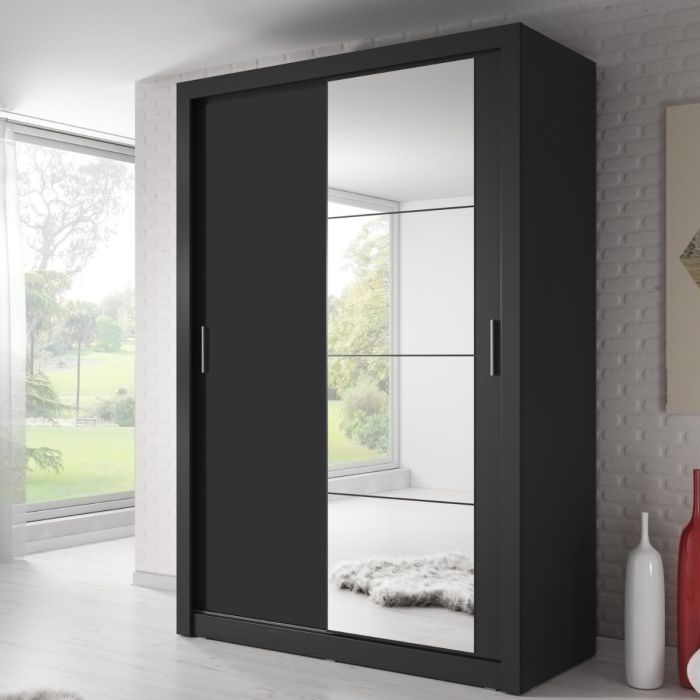 Artimas IV Sliding Door Wardrobe 150cm - Black Matt