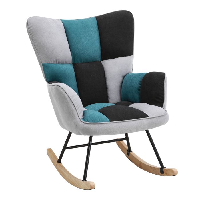 Mix Colours Tufted Upholstered Rocking Chair
