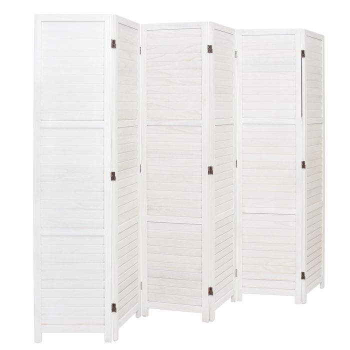 White 6 Panel Furn Hand Made Wicker Folding Room Divider