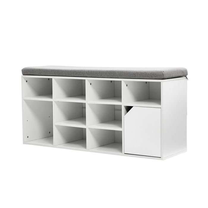 White Padded Shoe Storage Bench