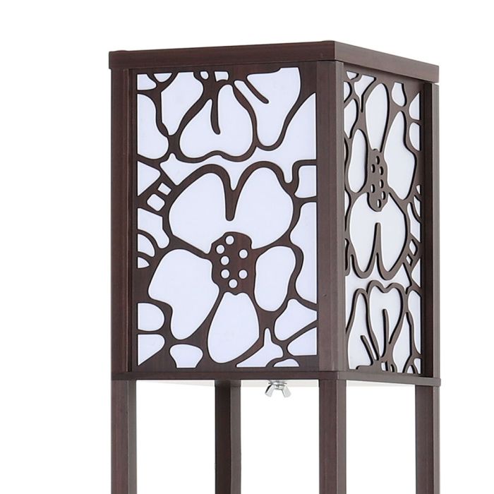 Walnut Wood Floor Lamp with Storage Shelf