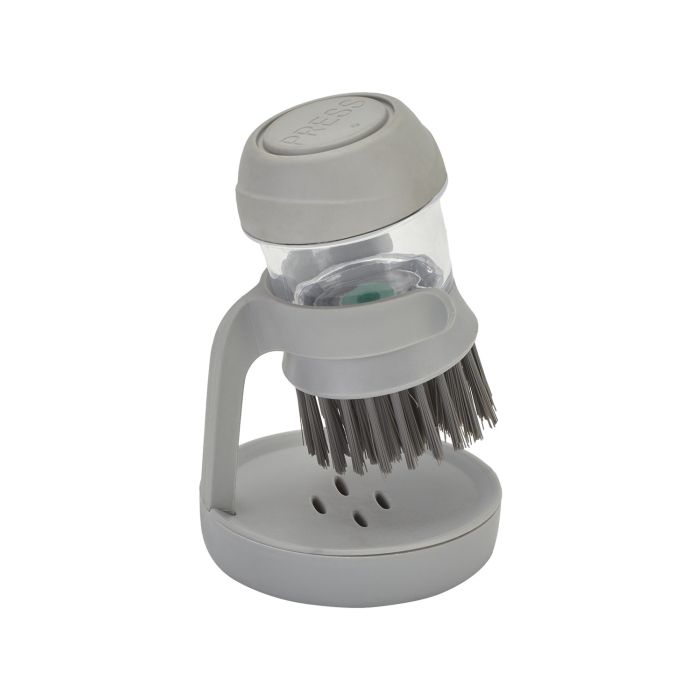 Dish Pot Brush with Soap Dispenser,Grey