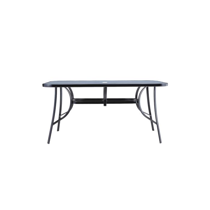 Garden Tempered Glass Large Rectangle Wood Grain Coffee Table 150*90cm, Black