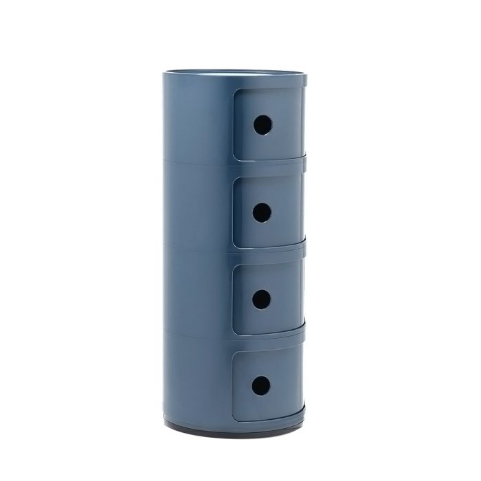 76cm Height Grey Cylindrical 4-Tier Plastic Storage Drawer Unit