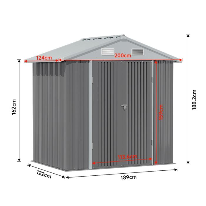 Oasis Garden Metal Storage Shed with Lockable Door