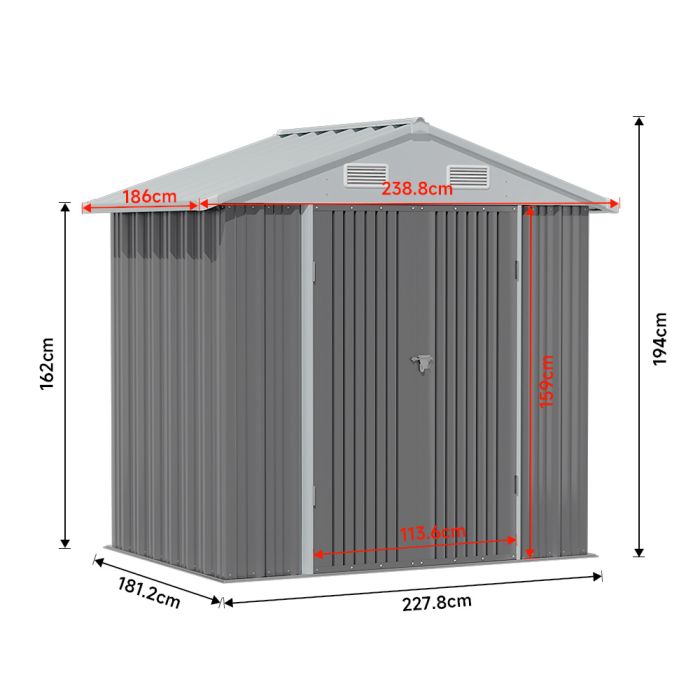 Oasis Garden Galvanized Metal Storage Shed with Lockable Door