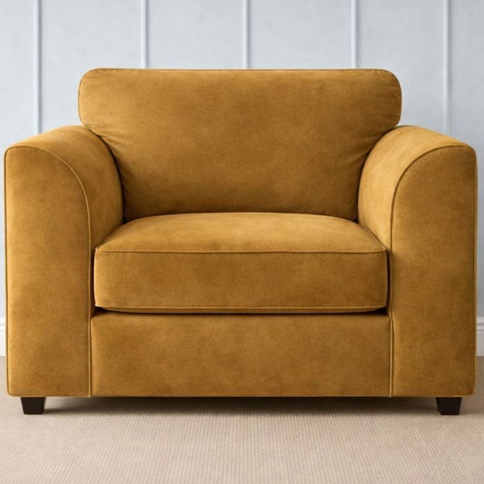 DELANO Plush Velvet Armchair - Mustard