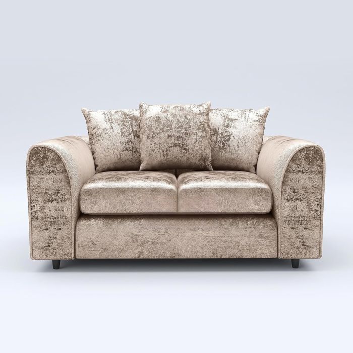 VELOURA Crush Velvet 2 Seater Scatterback Sofa - Mink