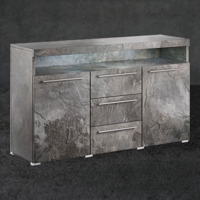 Nomadic Nouveau Sideboard with 3 Drawers and 2 Doors with Open Slot - Schiefer