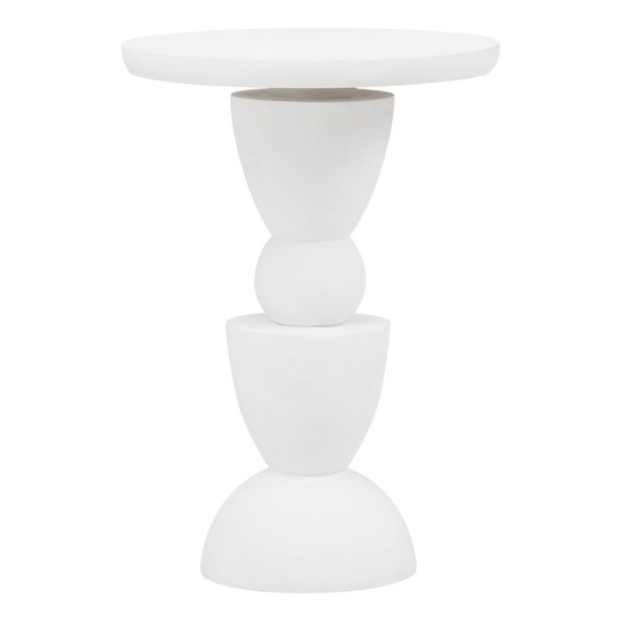 PENWYTHA Circle Column Detail Round Wooden Side Table - White