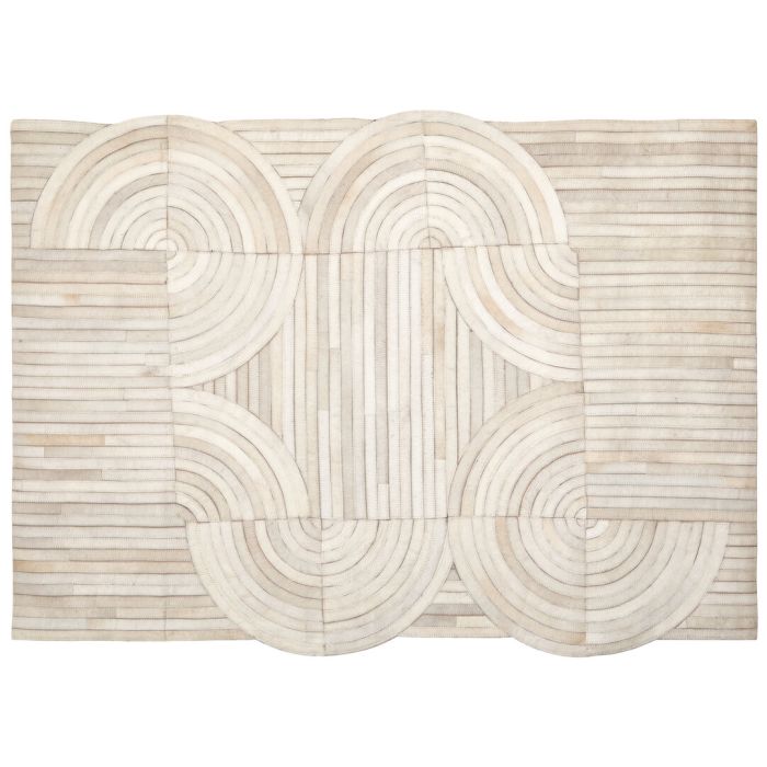 ALDWRETH Small Natural Hair On Leather Rug - Cream