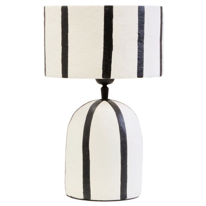 KELMORA Stripe Papier Mache Table Lamp - Black and White