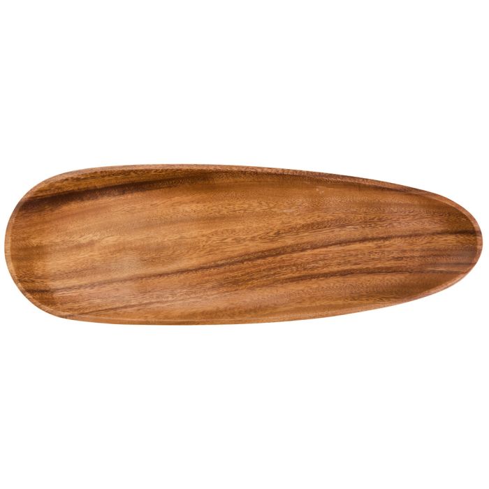 BRAVELYN Oval Large Wooden Serving Tray - Brown