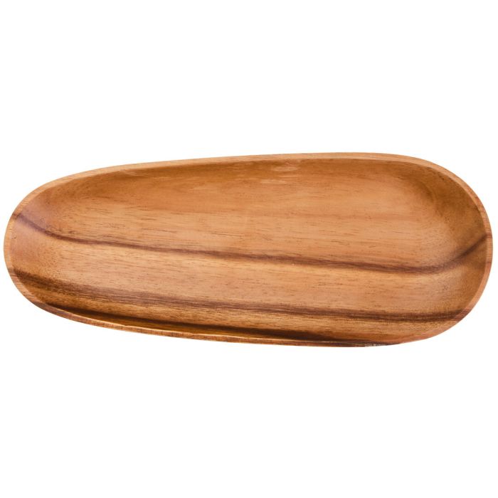 BRAVELYN Oval Small Wooden Serving Tray - Brown