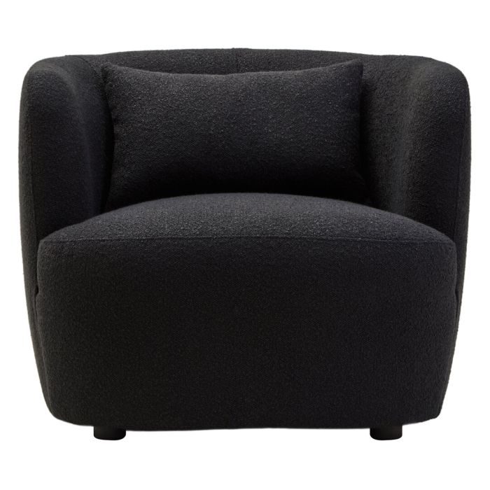 YORLANTH Boucle Fabric Curved Armchair - Black