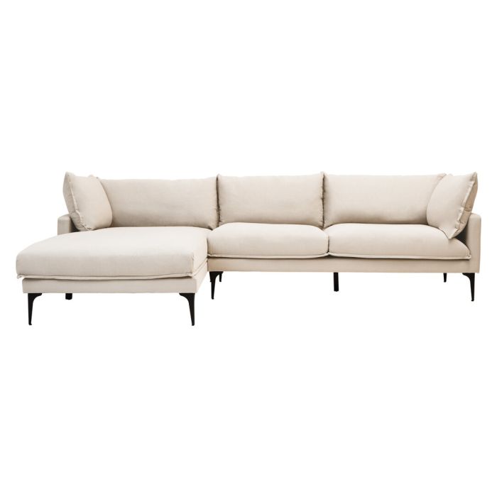ORRENDALE Fabric 3 Seater L Shaped Corner Sofa - Cream, Left Hand Facing