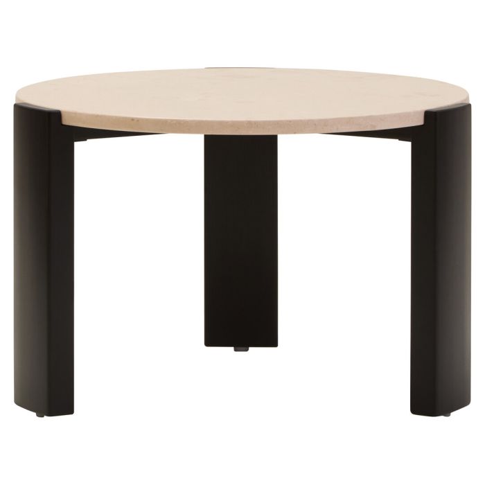 ZERVORA Round Marble Top Coffee Table - Cream and Black