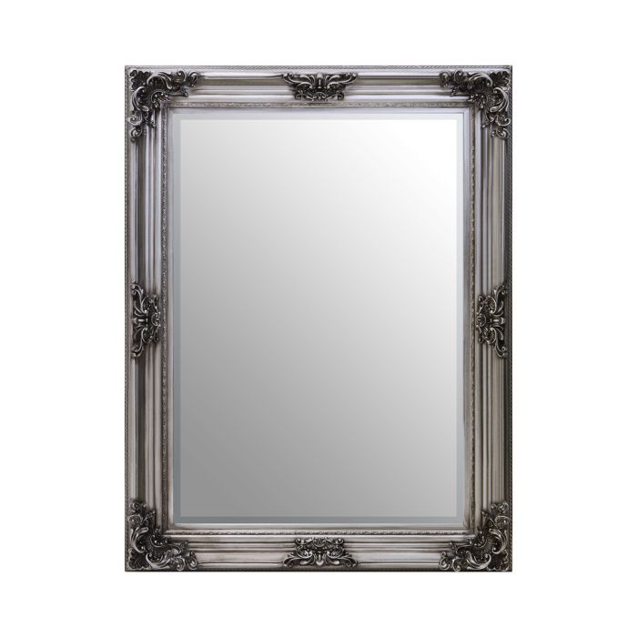 CORVALEON Wooden Frame Wall Mirror - Silver