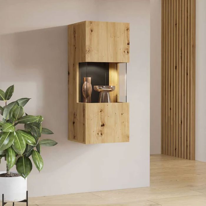 Cynosure Crest Wall Display Cabinet - Oak