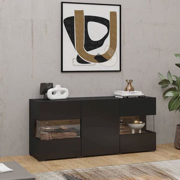 Astral Apex Sideboard with Partially Glazed Doors - Black
