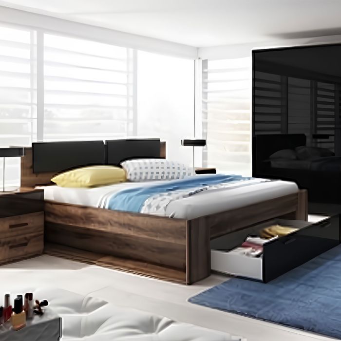 Astro Galaxy Bedside Divan Bed in Oak and Black - 160cm