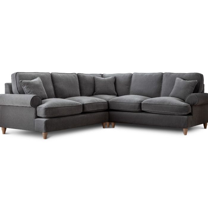 Corner Sofa - RAYONG Fabric 5 Seater Right Hand Facing - Charcoal