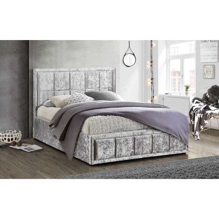 Birlea Hannover Steel Crushed Velvet Ottoman Storage Bed - Small Double 4ft